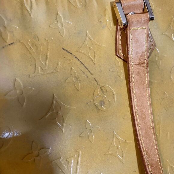 Authentic Louis Vuitton LV Vtg 1999 Yellow Vernis Leather Houston Handbag *FLAWS - Picture 13 of 14